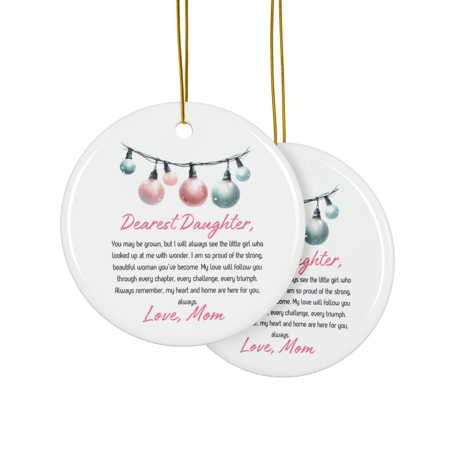 Pastel Pink And Green Ornament Mom to Daughter Gift