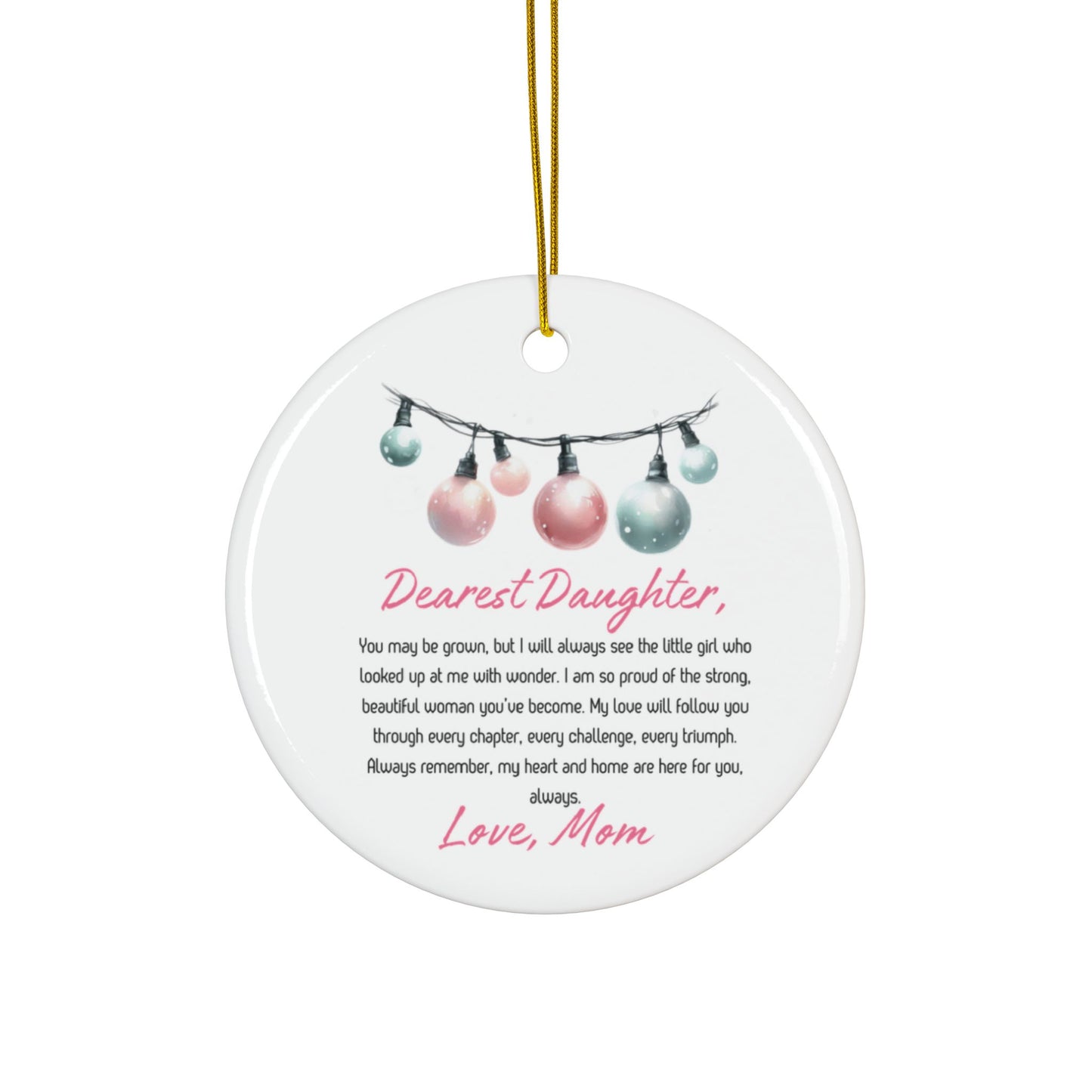 Pastel Pink And Green Ornament Mom to Daughter Gift