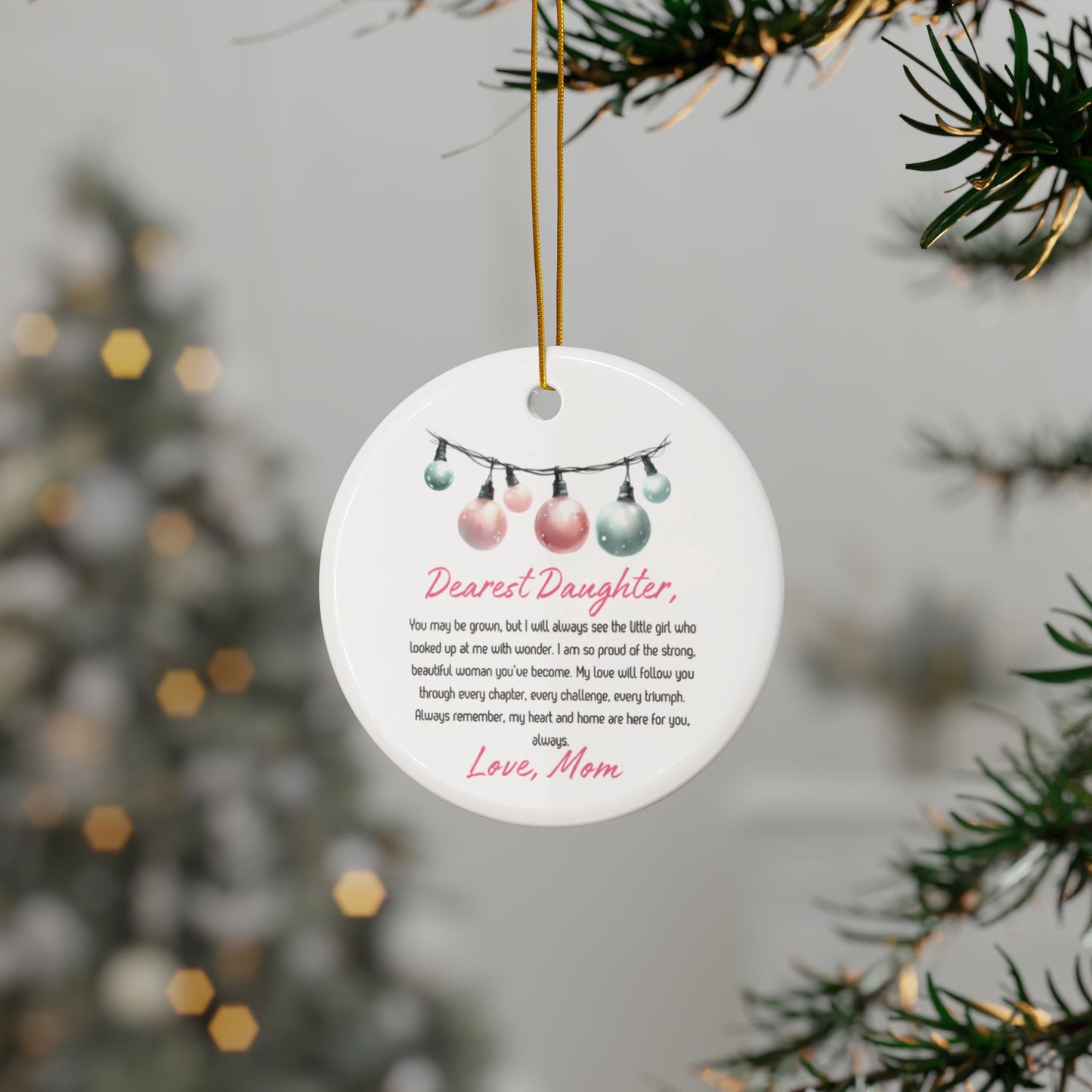 Pastel Pink And Green Ornament Mom to Daughter Gift